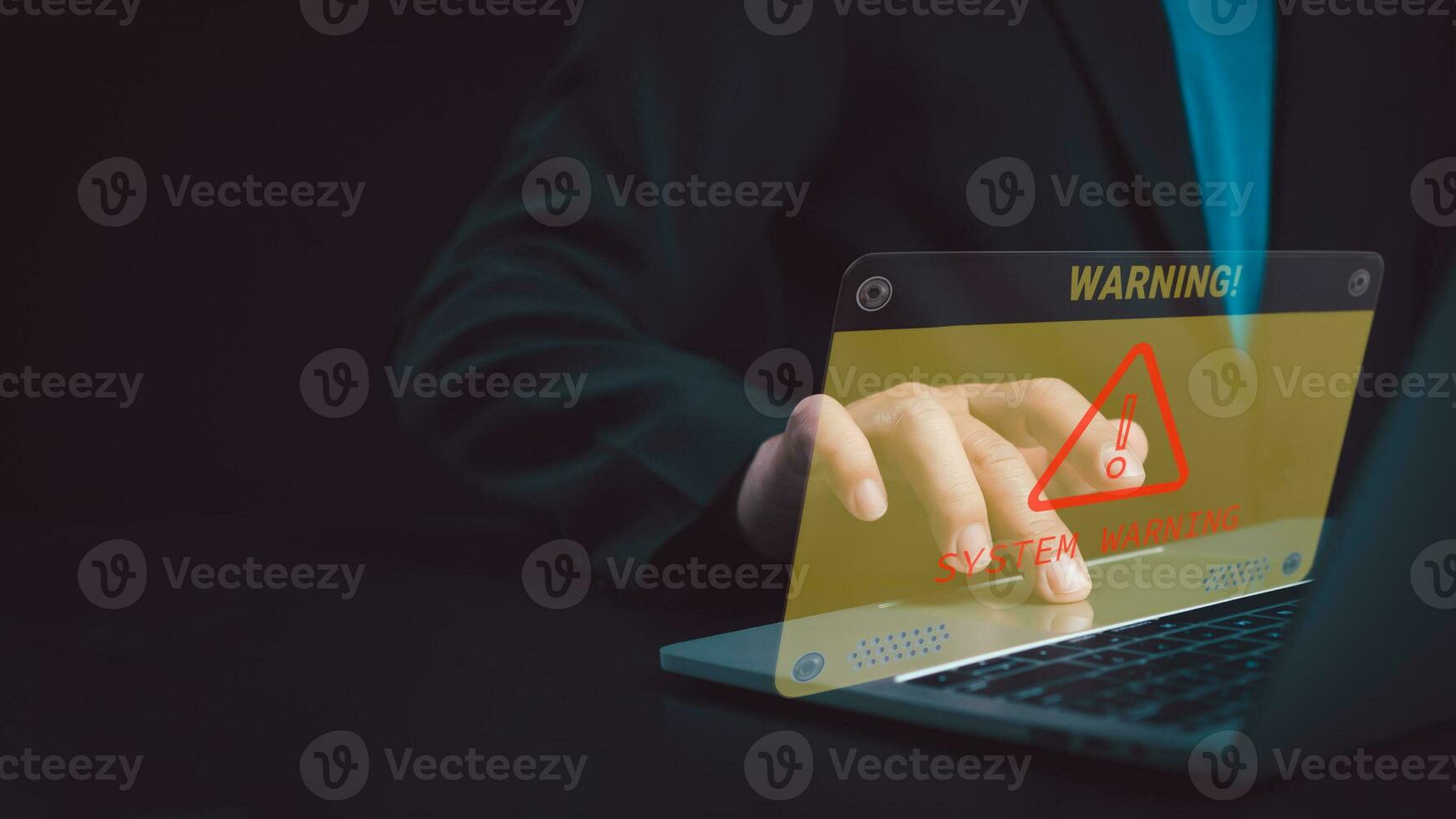 Cyber security and cybercrime, System hacked warning alert on Laptop, Cyber attack on computer network, Virus, Spyware, Malware or Malicious software, Compromised information internet. photo