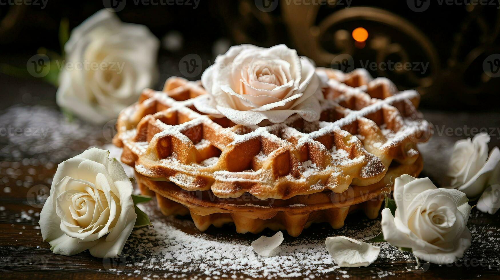 AI generated sweet pastry waffle food photo