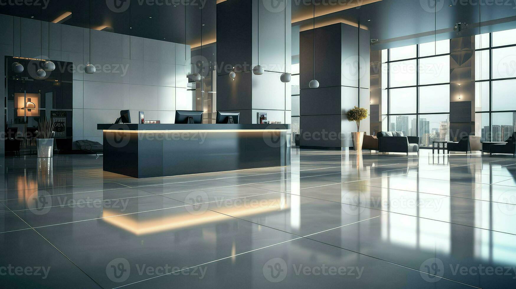 AI generated corporate blur floor business photo