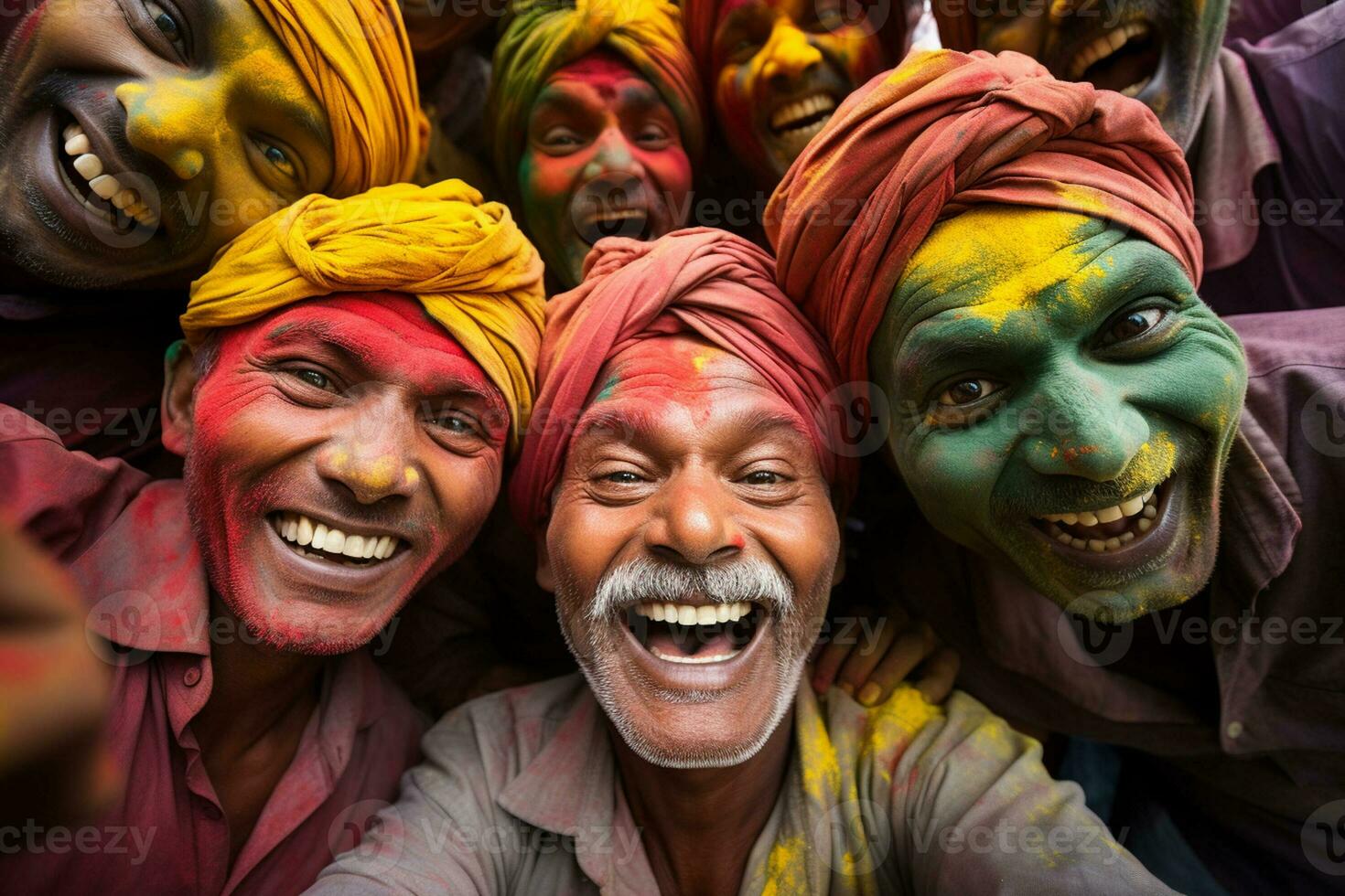AI generated indian men smiling together diversity concept with Generative AI photo