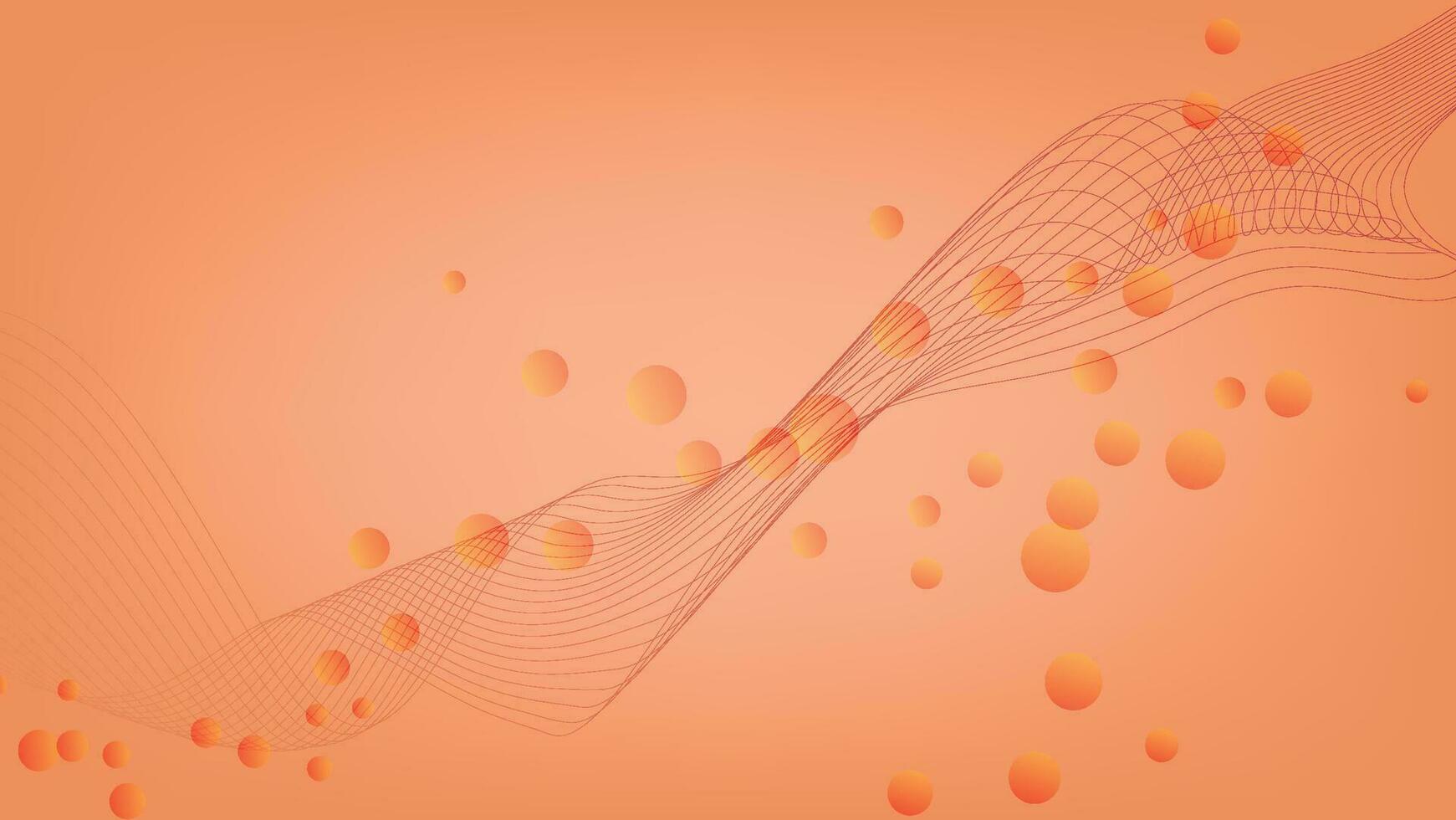 abstract background with wavy line and circle on orange color vector