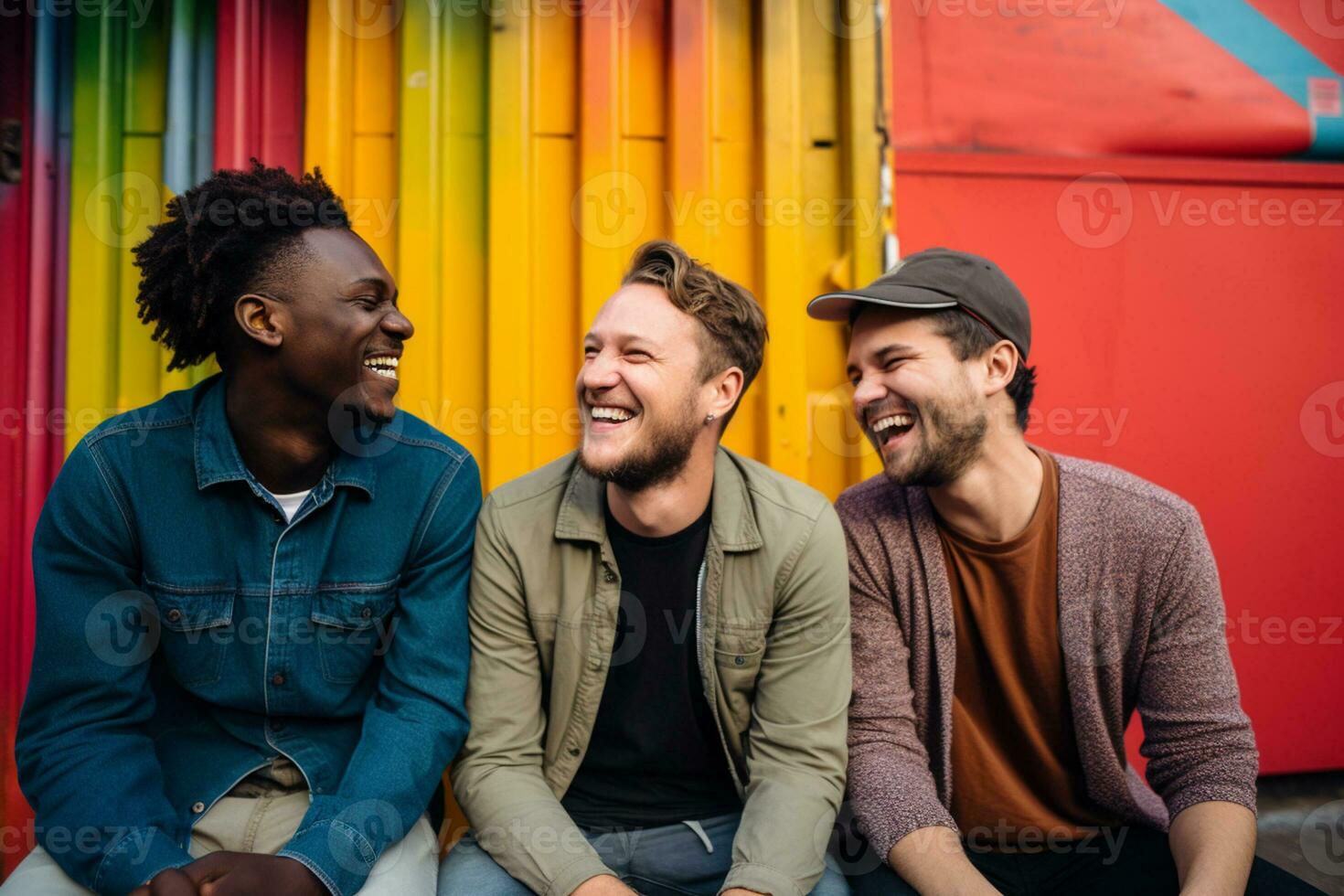 AI generated african and american men smiling together diversity concept with Generative AI photo