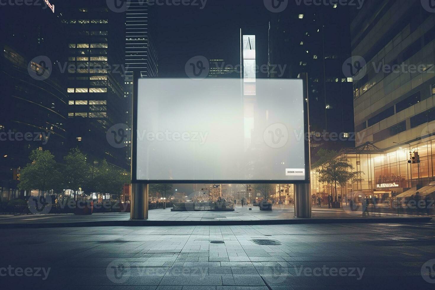 AI generated Urban Elegance Advertisement White Lightbox Billboards in Unique Framing photo