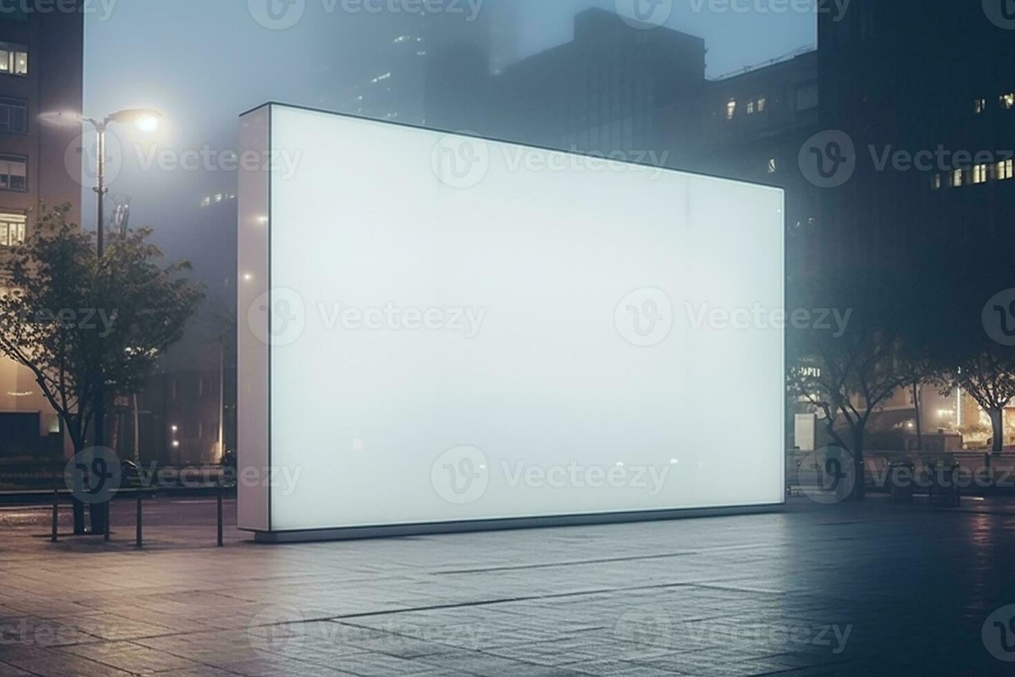 AI generated Urban Elegance Advertisement White Lightbox Billboards in Unique Framing photo