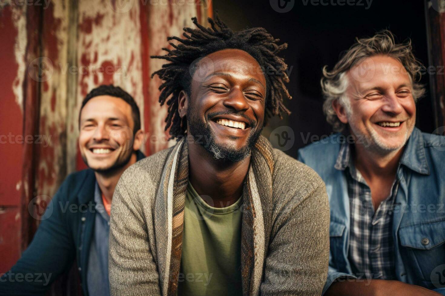 AI generated african and american men smiling together diversity concept with Generative AI photo