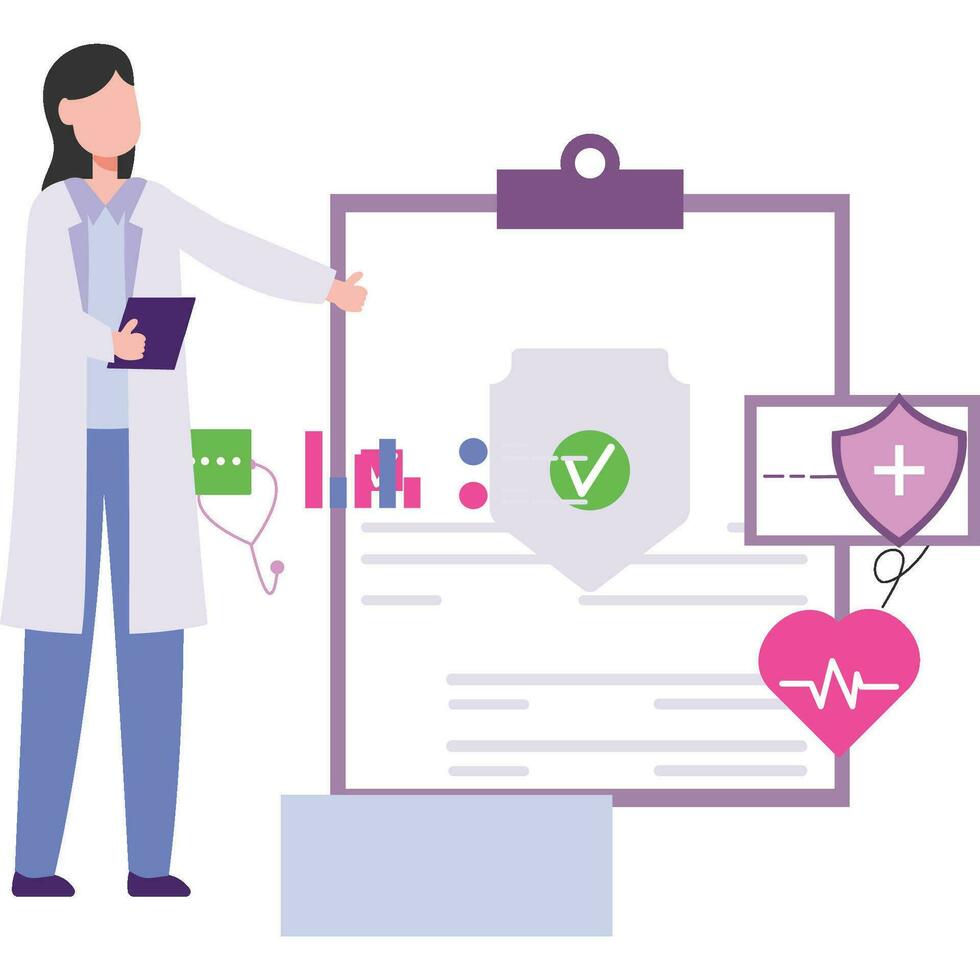 Cardio Report Illustration Which Can Easily Modify Or Edit vector