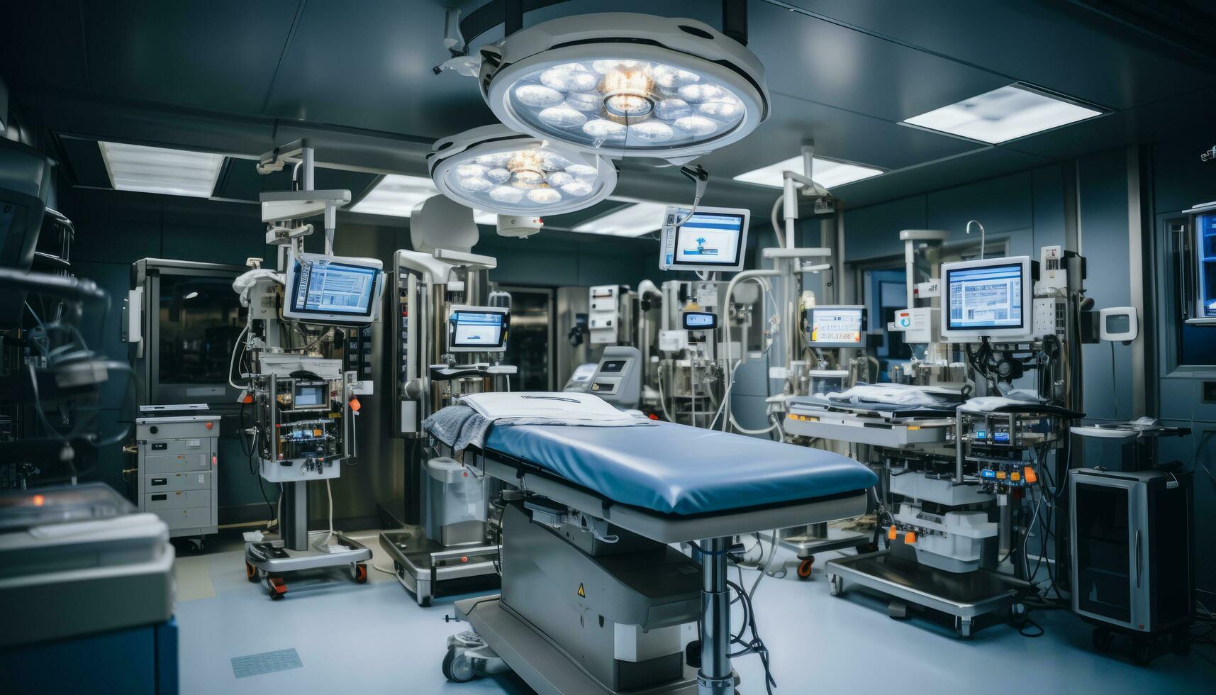 AI generated Cutting edge medical equipment and advanced devices in a state of the art operating room photo