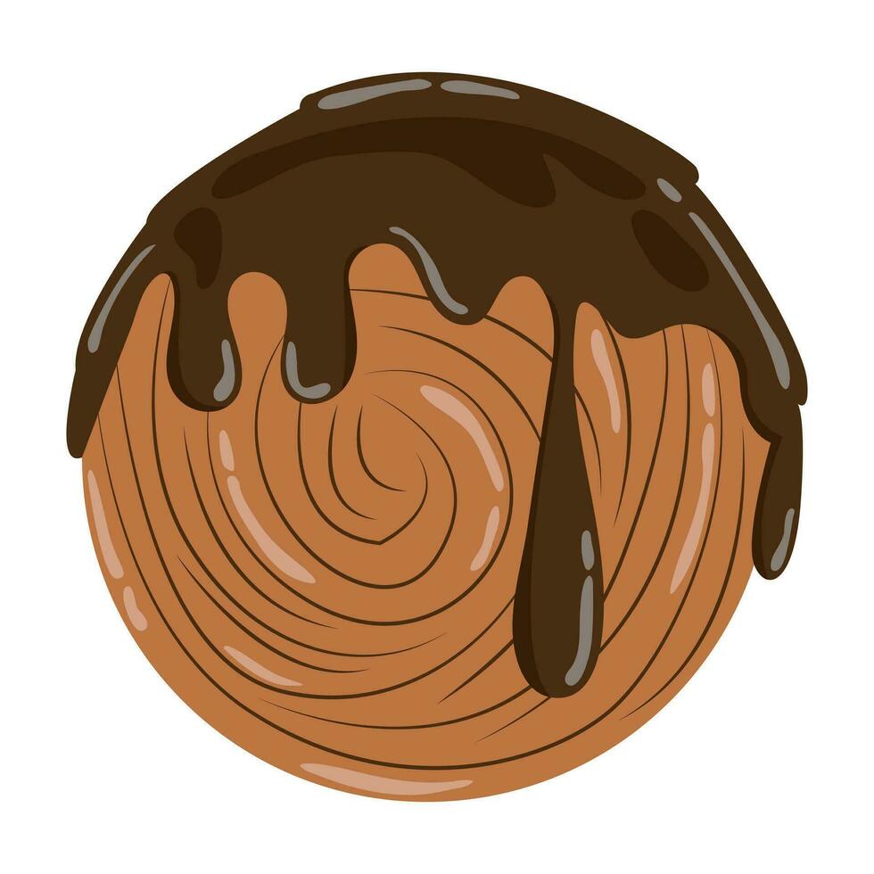 ilustración de el supremo cuerno con chocolate relleno. cromboloni con Derretido chocolate vector