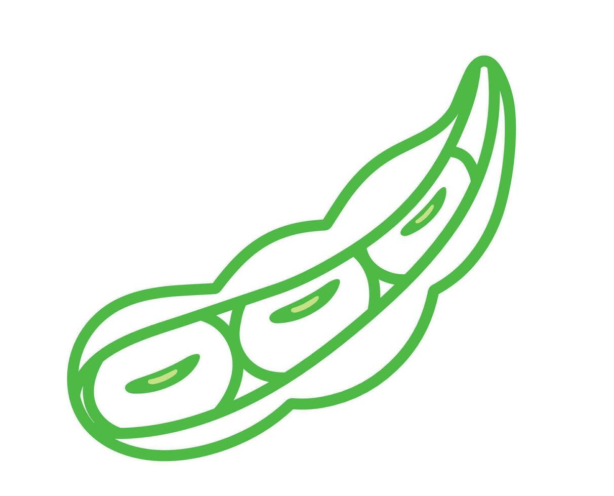 Edamame Vegetable in Line Icon Drawing Animated Cartoon Vector Illustration