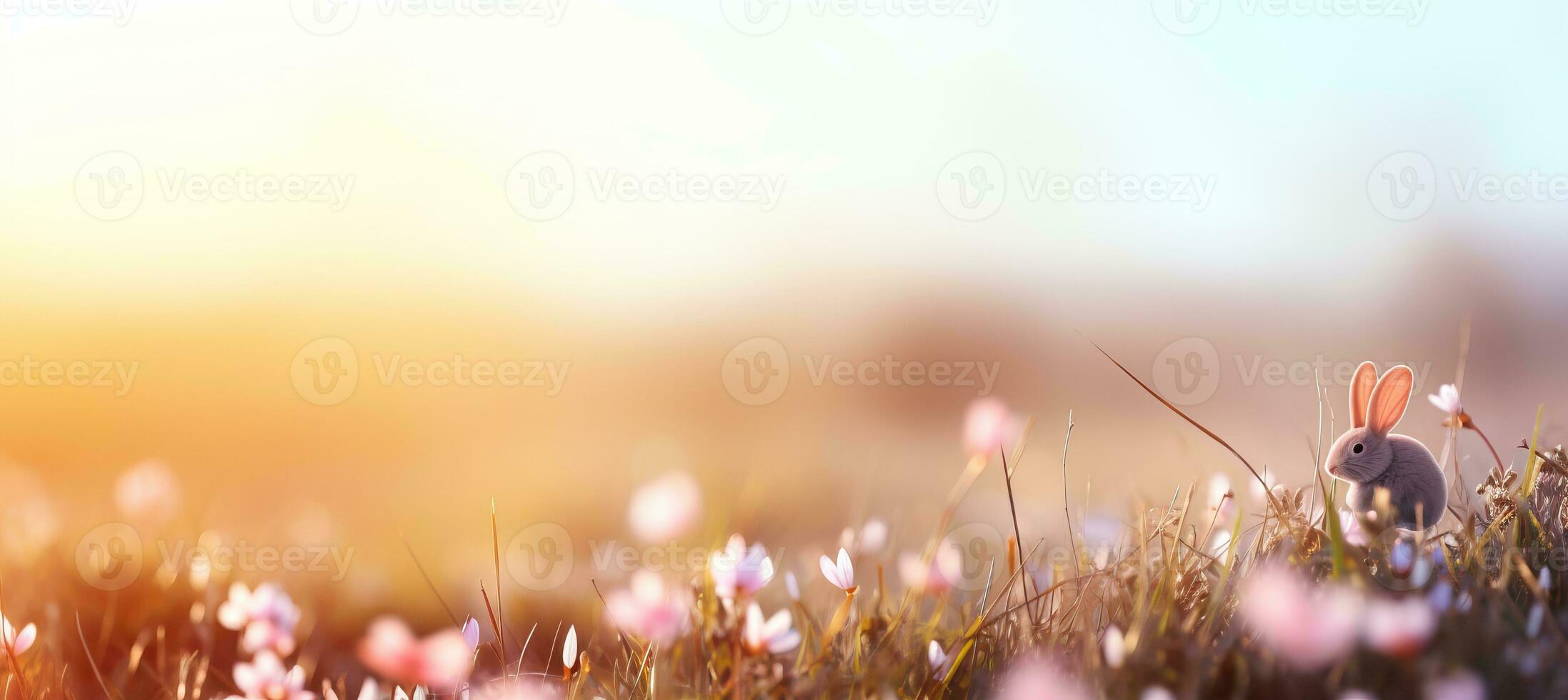 AI generated Abstract bright spring easter sunrise background with defocused elements and text space photo