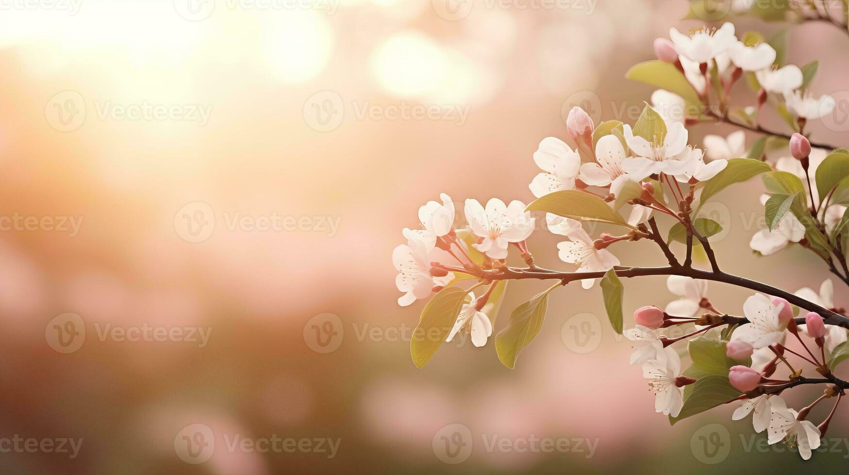 AI generated Bright spring easter sunrise background with defocused elements, ideal for text placement photo