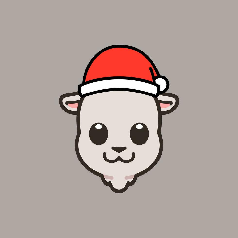 Goat Wearing Santa Hat Illustration vector