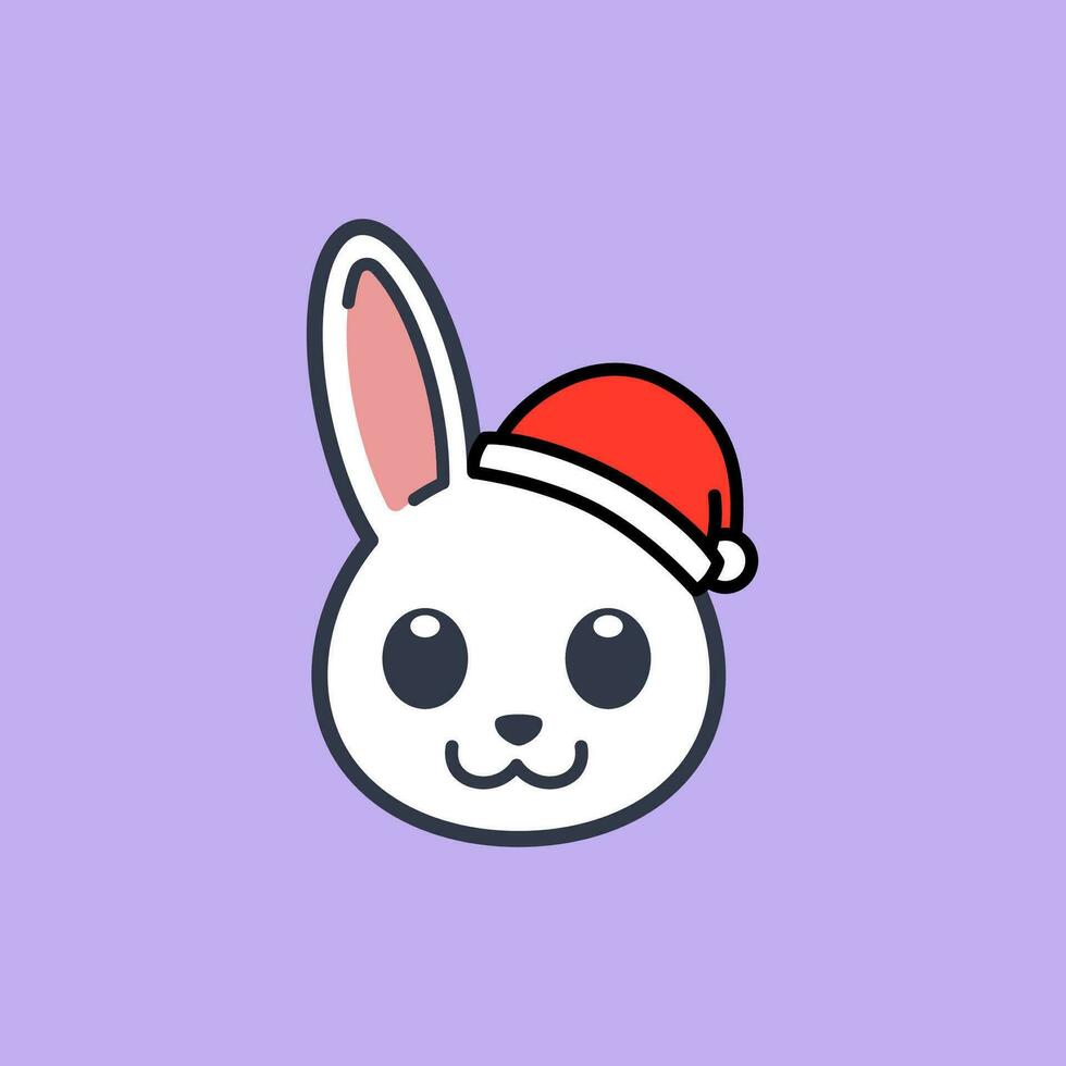 Bunny Rabbit Wearing Santa Hat Illustration vector