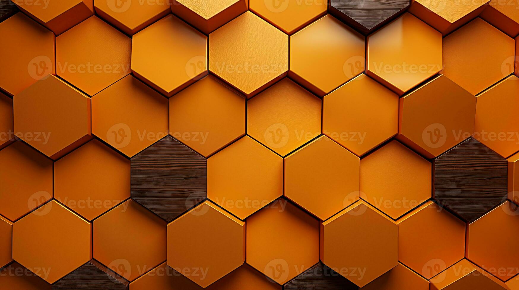 AI generated Vibrant and colorful geometric abstract background with hexagonal elements in shades of orange photo