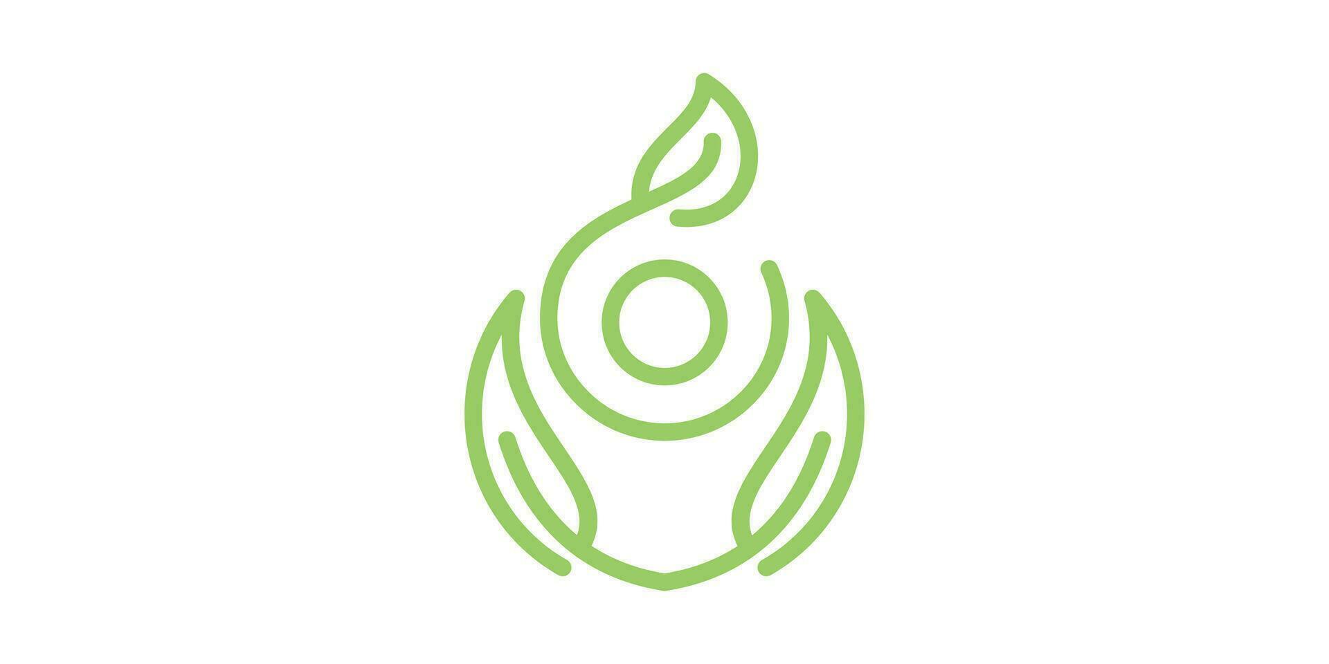 logo design combination of plant or leaf shapes with people, minimalist lines, icons, vectors, symbols. vector