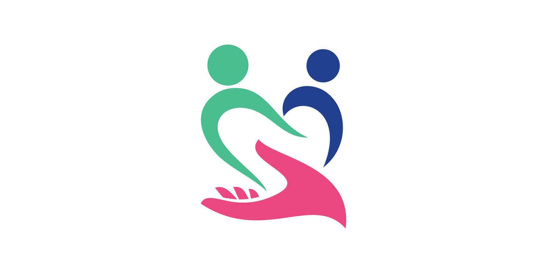 logo design combination of hand shapes with love and people signs, health logos, icons, vectors, symbols. vector