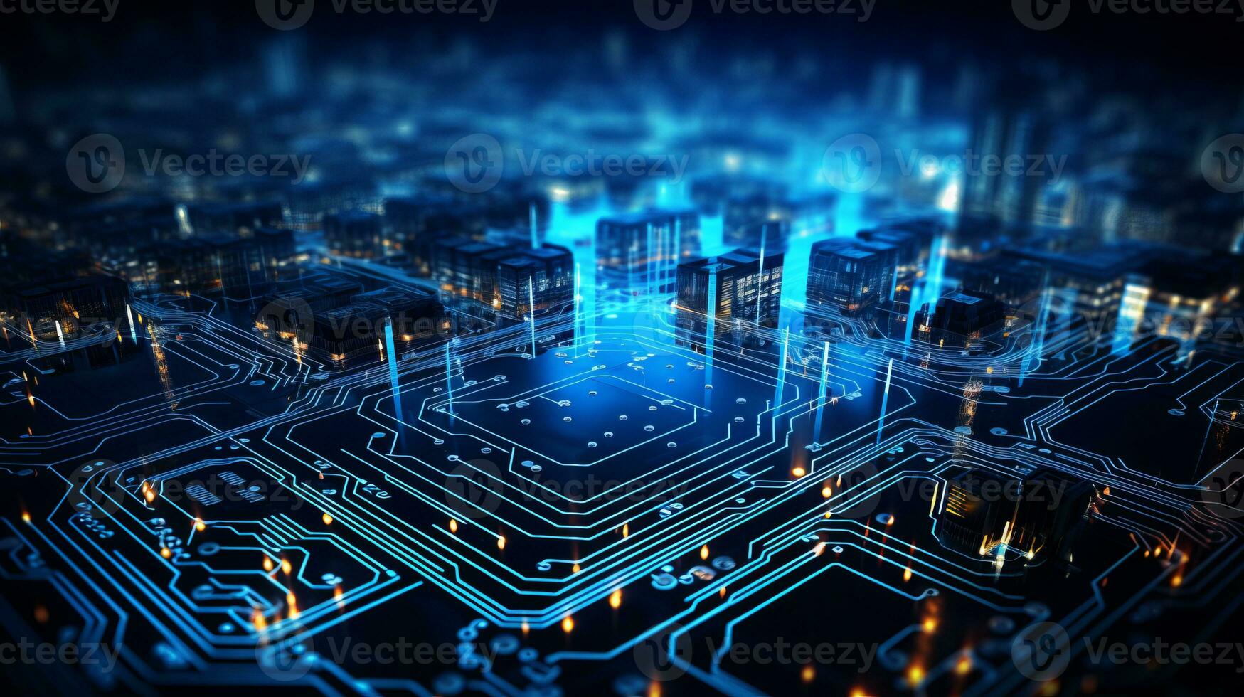 AI generated High resolution clear empty space background with futuristic cybernetic circuit design photo