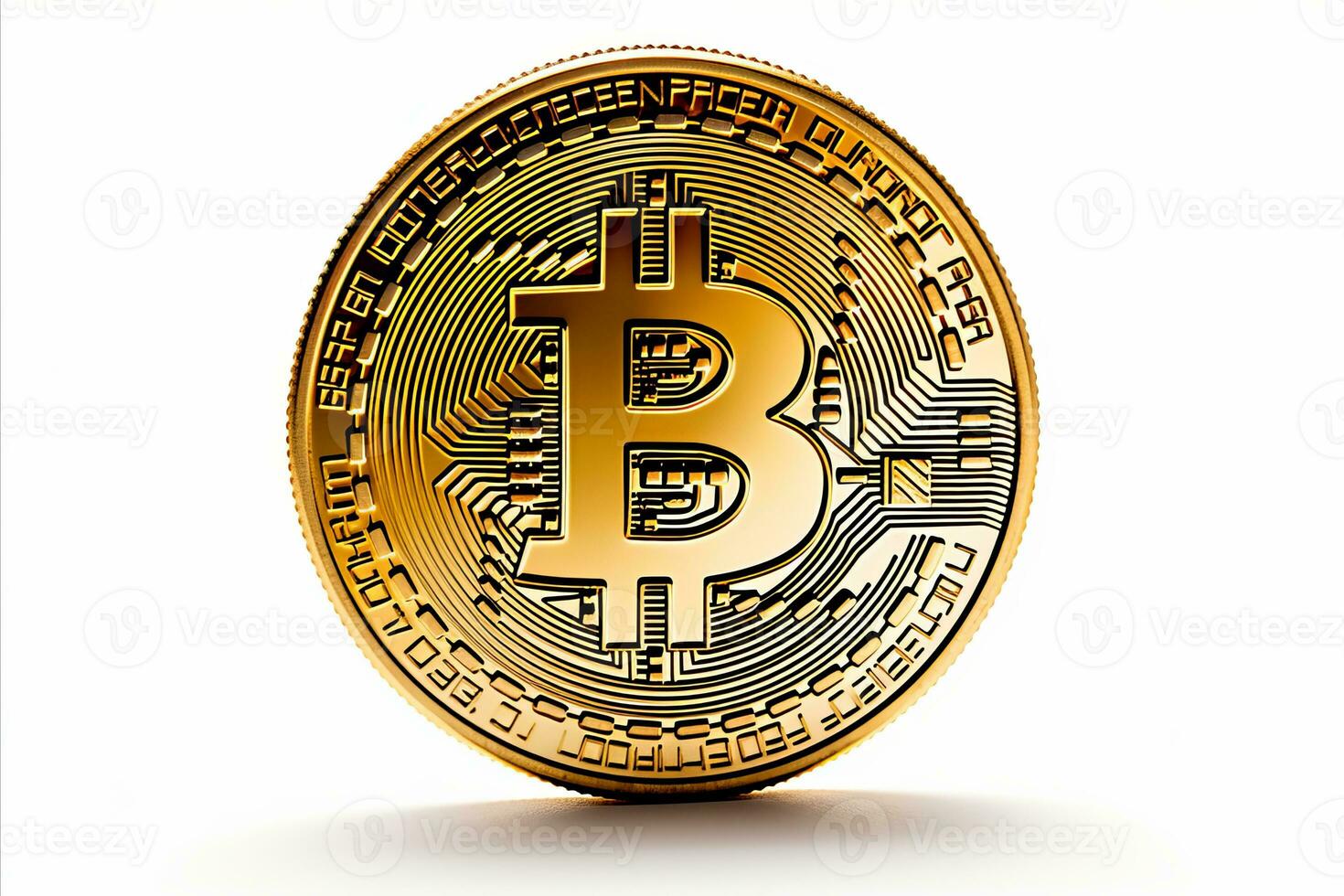 AI generated Golden bitcoin cryptocurrency symbol isolated on white background for digital currency concept photo