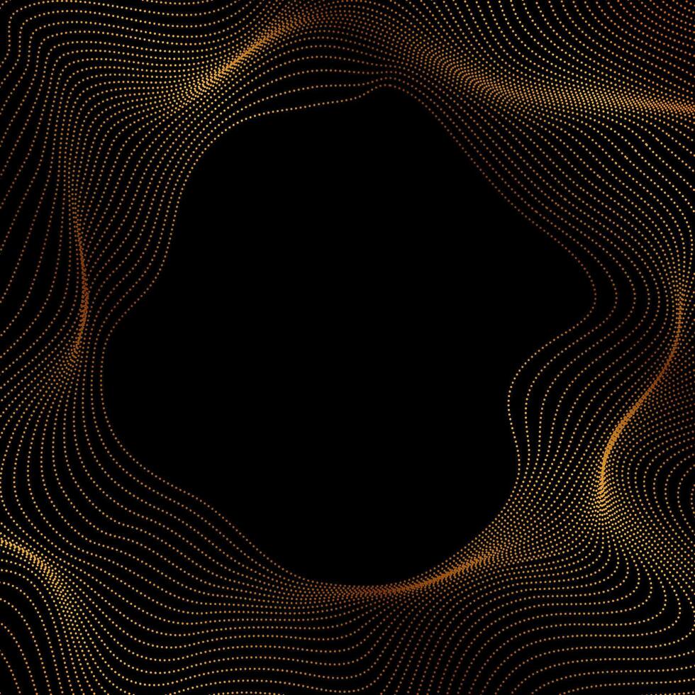 Golden liquid wavy lines abstract tech futuristic background vector