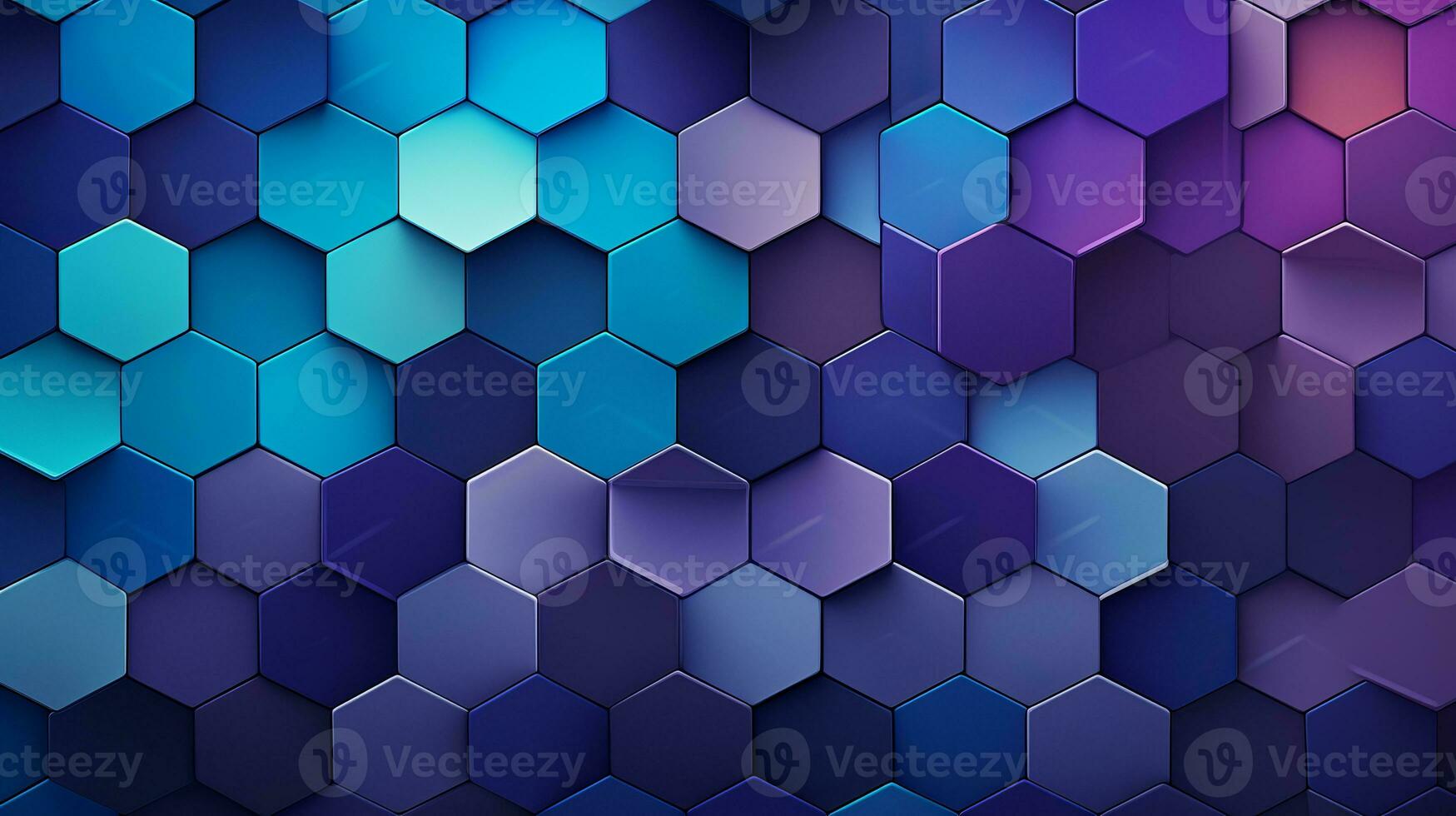 AI generated Geometric abstract background with hexagonal elements in cool tones and icy blue hues photo