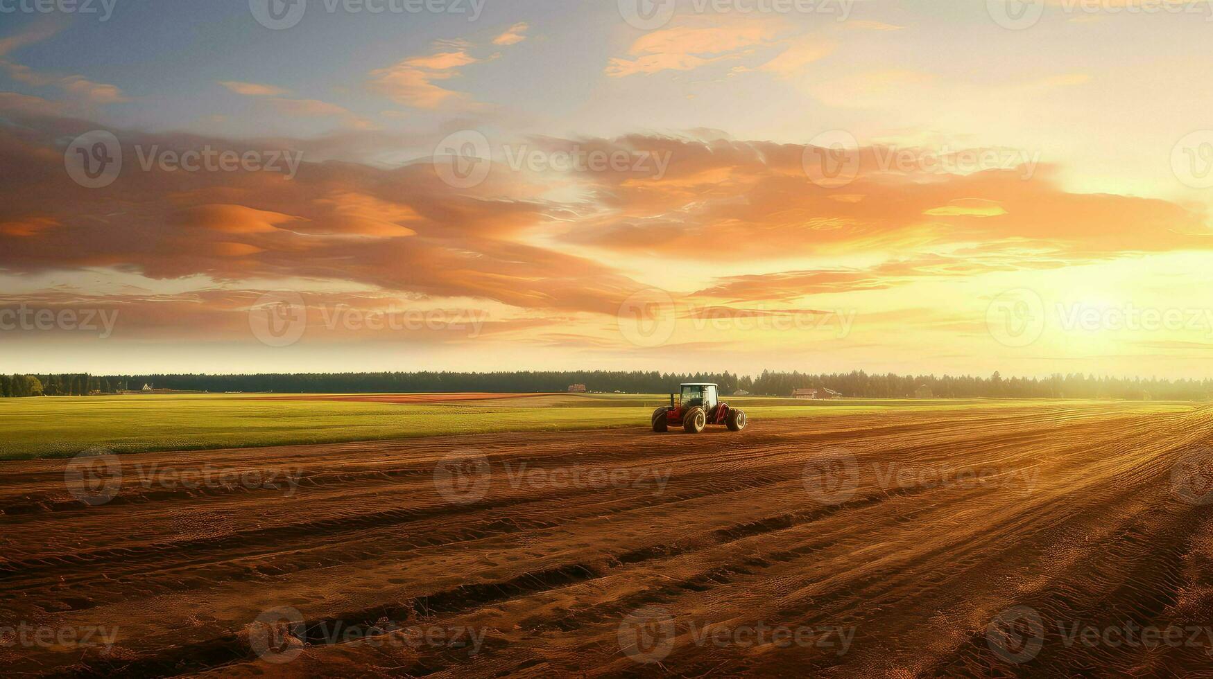 ai generado campos tierras de cultivo paisaje panorámico foto