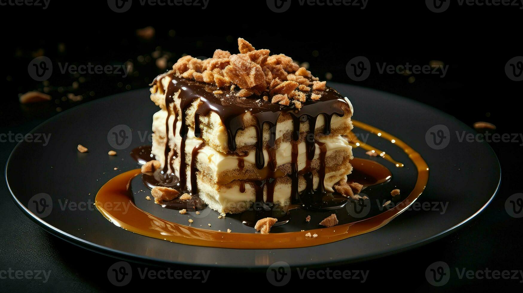 AI generated sweet plate tiramisu food photo