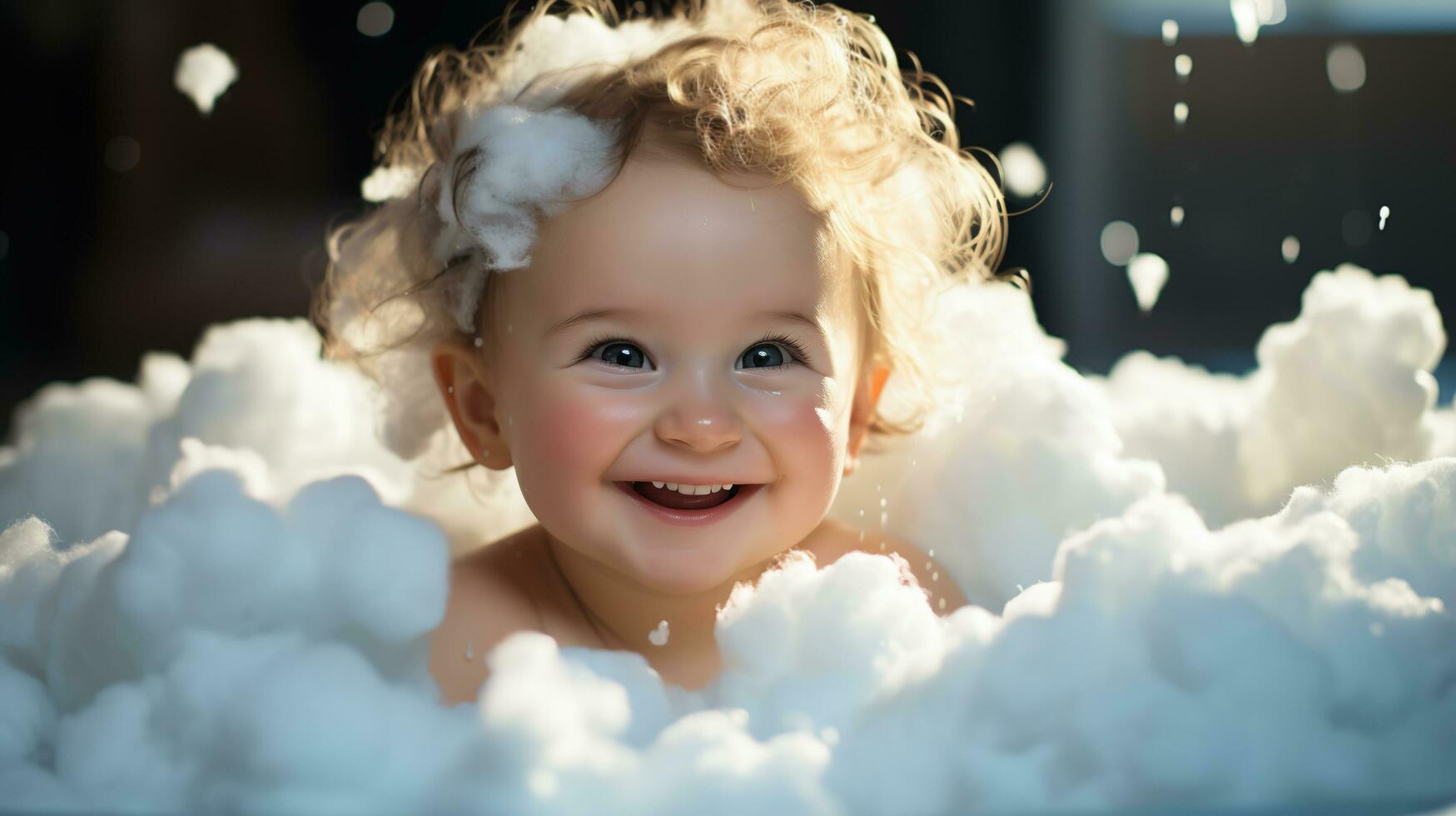 AI generated A happy baby laughing in the bathtub. Generative Ai. photo