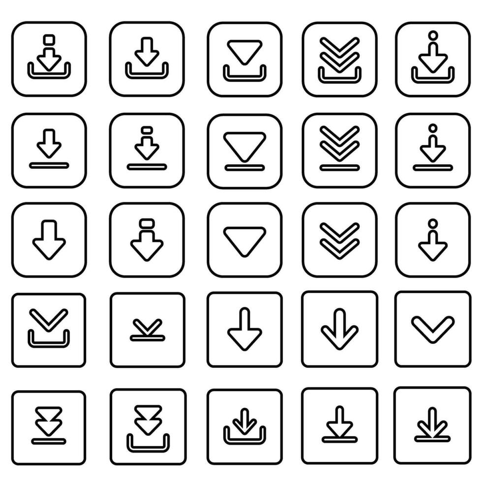 Download icon vector set. Upload button illustration collection. Load symbol or logo.