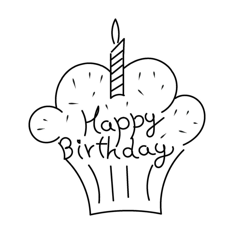 Handwritten modern brush lettering of Happy Birthday text on white background. vector