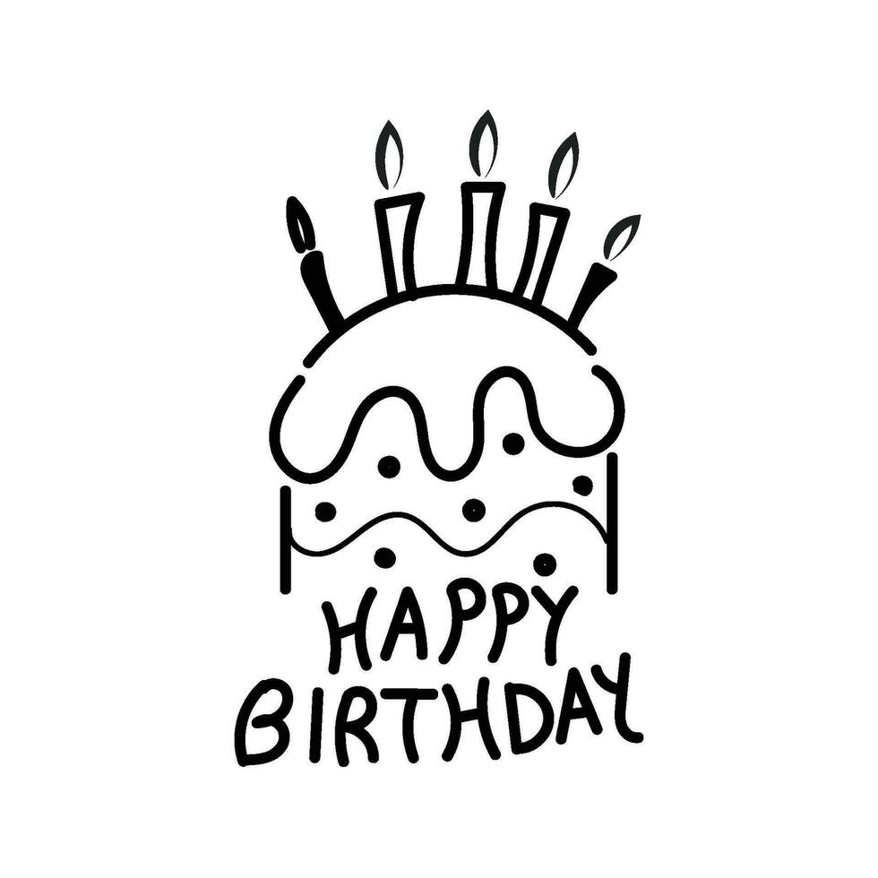 Handwritten modern brush lettering of Happy Birthday text on white background. vector