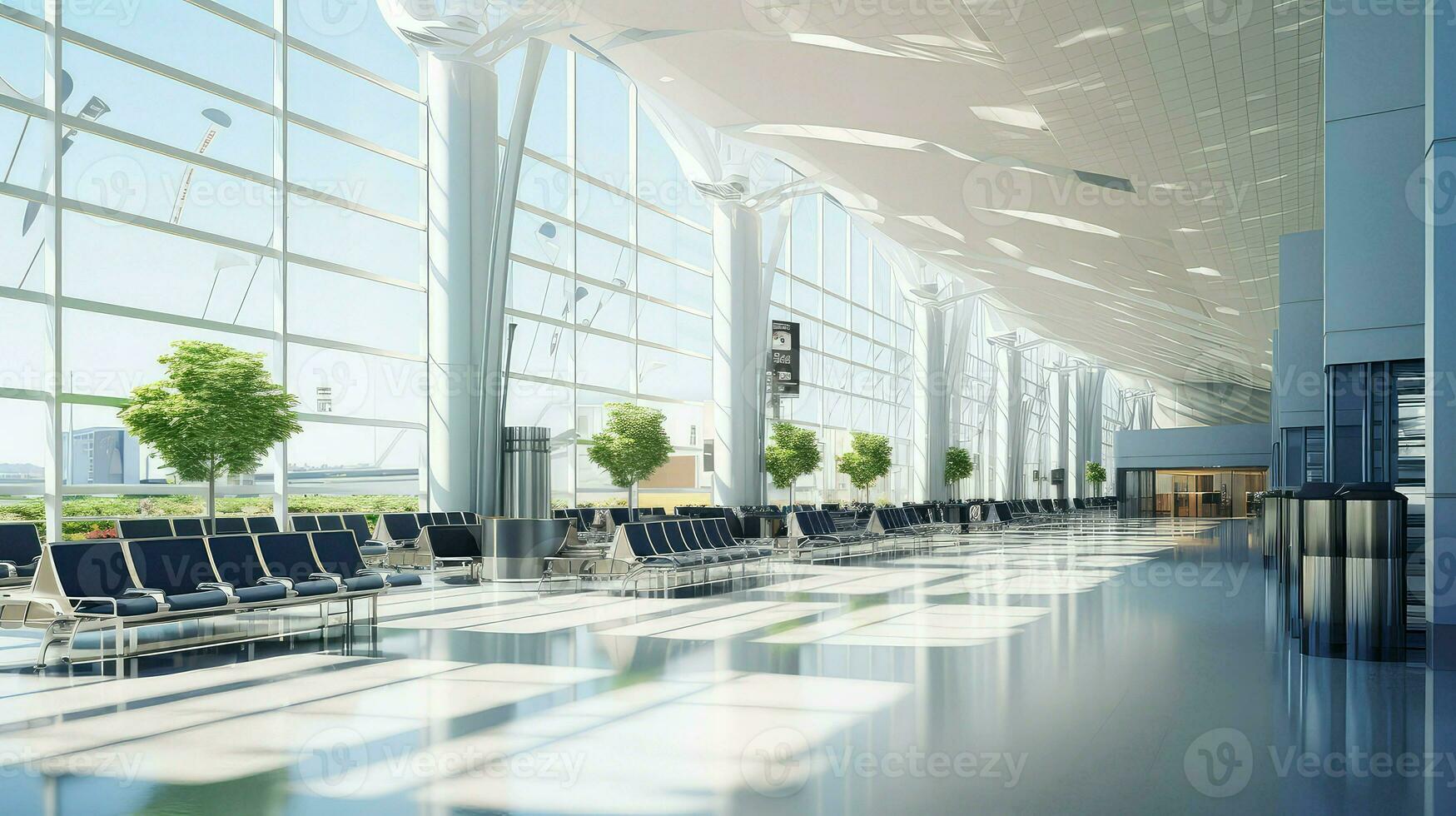 AI generated terminal interior airport background photo