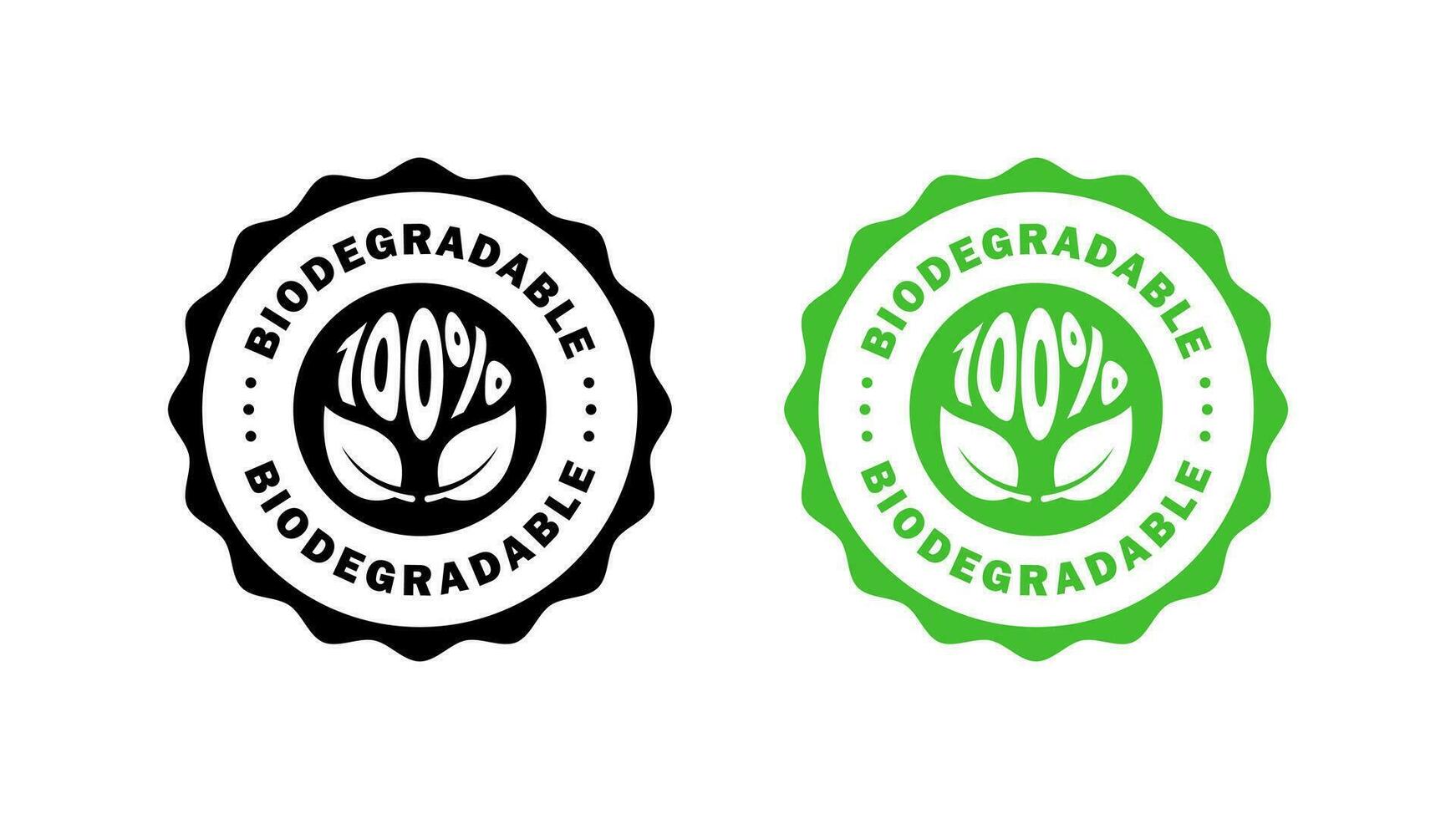 Biodegradable badges icons. Ecological succession icons. Recyclable and degradable package stamp. Vector icons