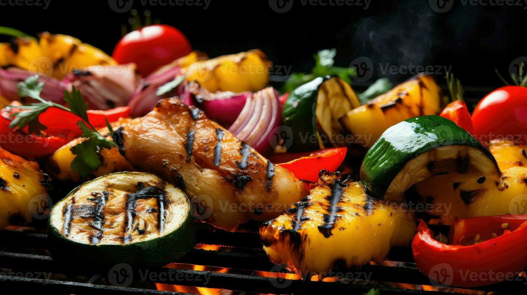 ai generado costillas A la parrilla barbacoa comida foto