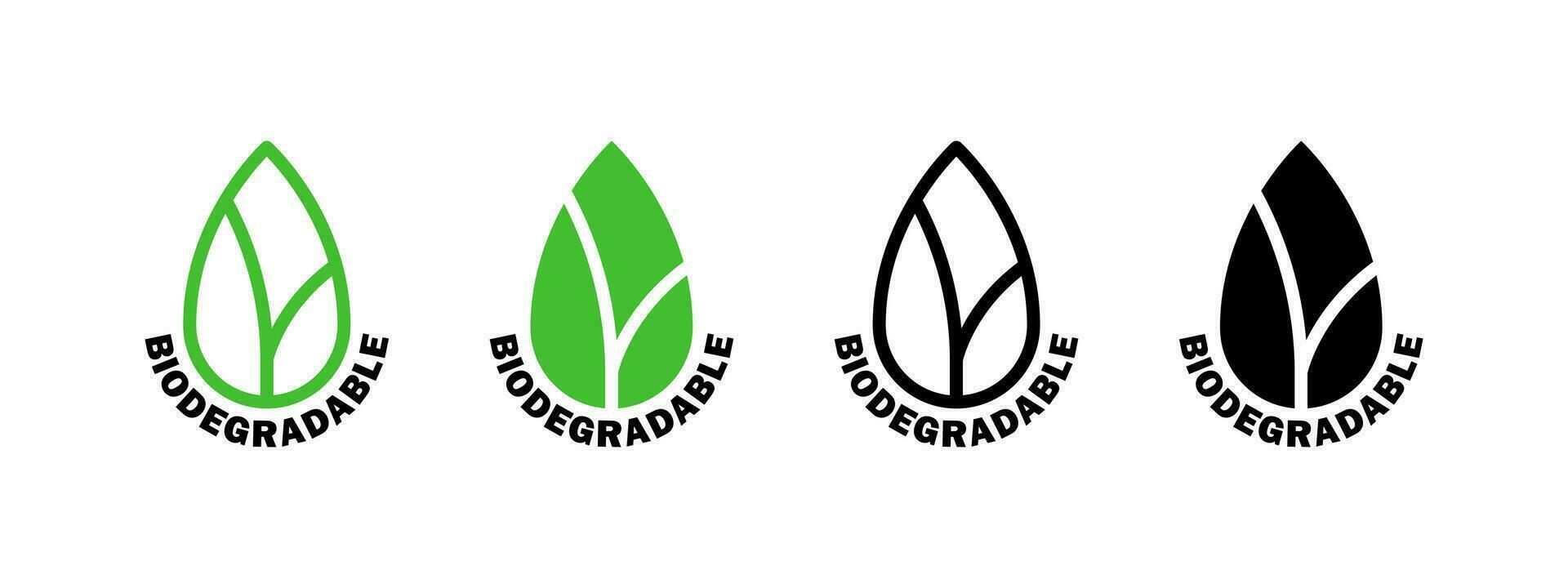 biodegradable. hoja iconos íconos de reutilizable el plastico bio embalaje. vector íconos