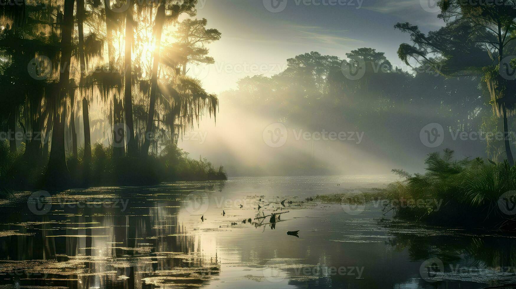 AI generated alligator freshwater swamp landscape photo
