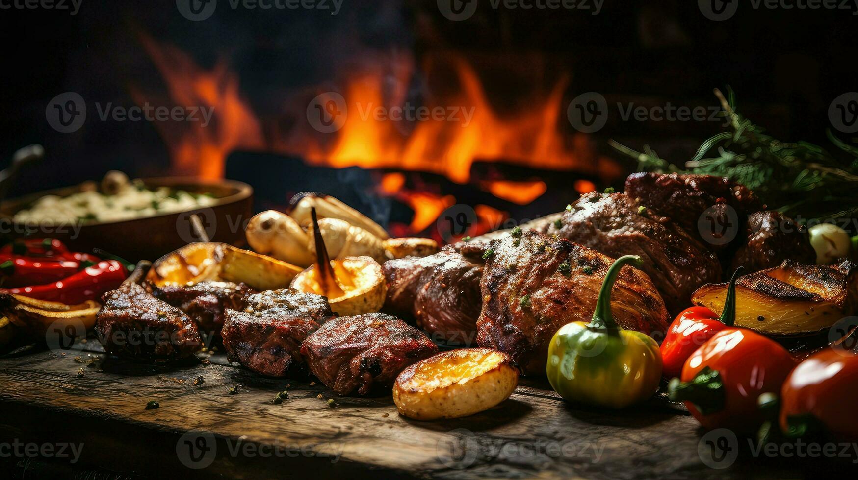 ai generado carne Cocinando barbacoa comida foto