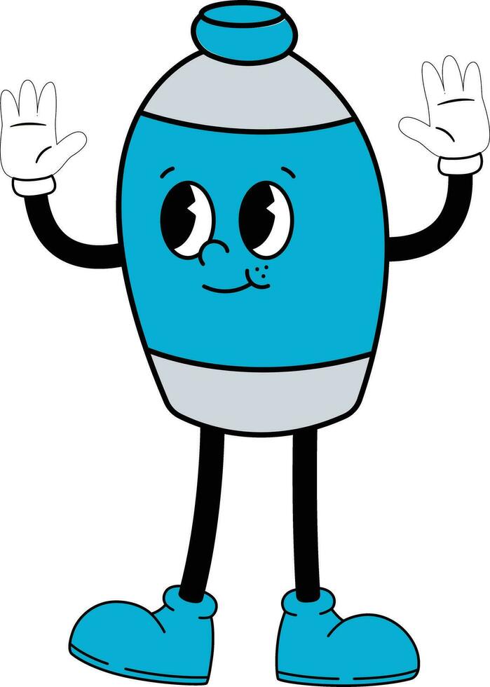 Water Bottle Mascot .Mineral Water Bottle Character Outlined vector