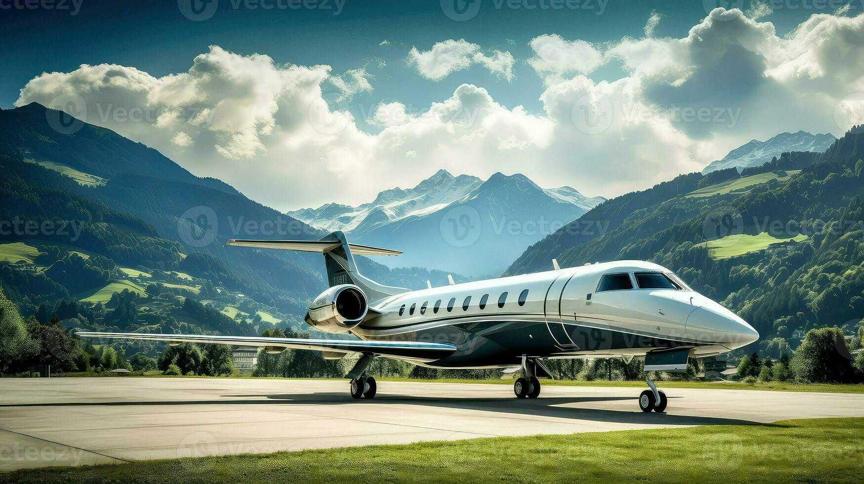 AI generated executive business airplane backgtound photo