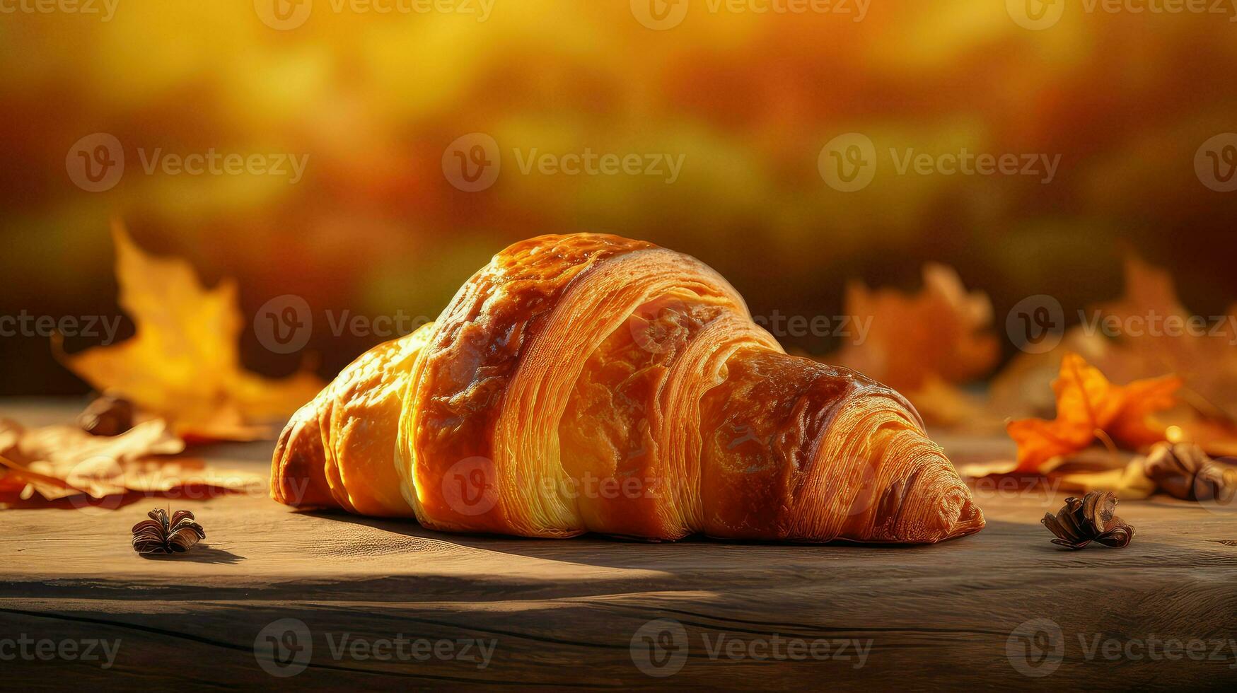 AI generated pastry brown croissan food photo