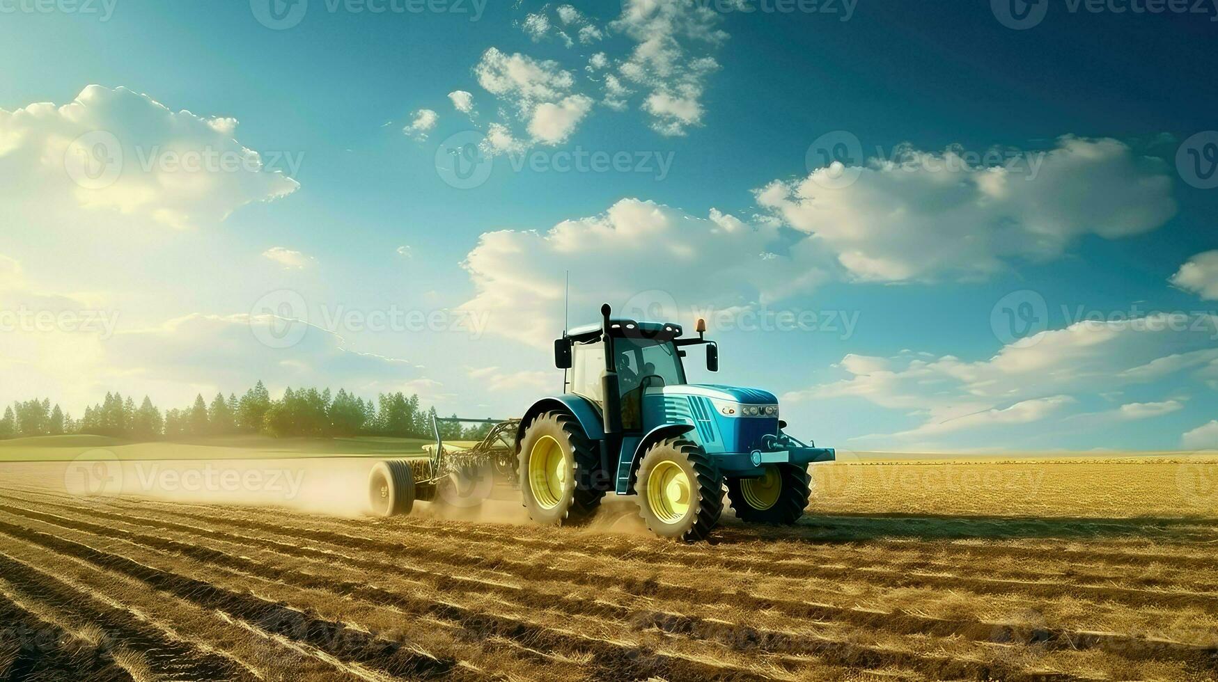 AI generated harvest prairies landscape farmer photo