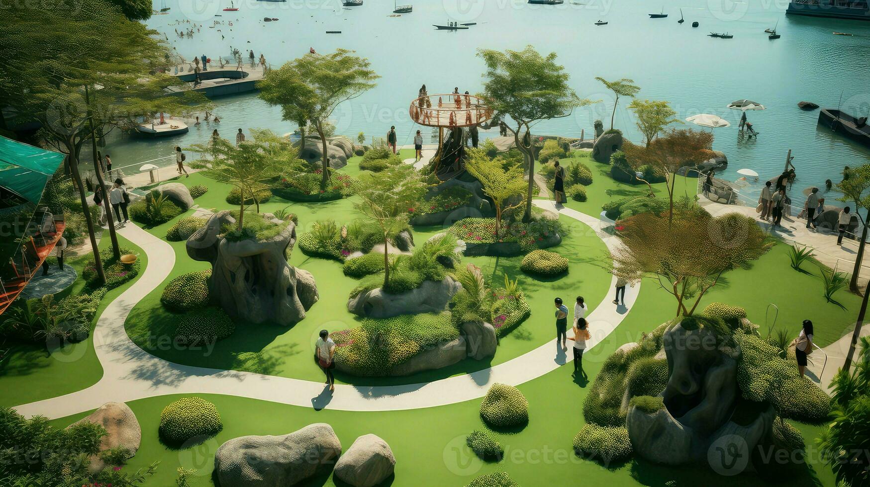AI generated design artificial island landscape photo