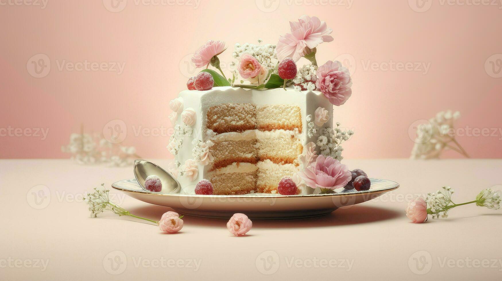 AI generated frosting piece cake food photo