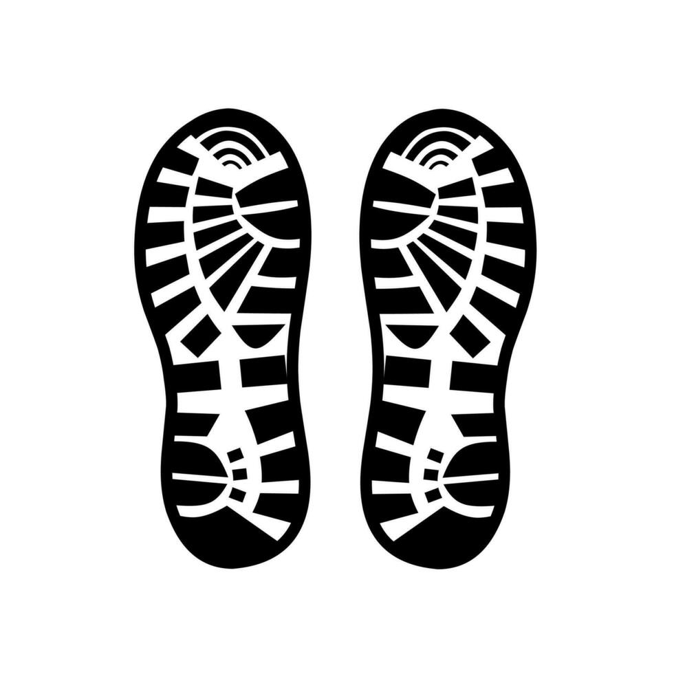 silueta de dos huellas en sandalias en un blanco antecedentes. humano huellas vector ilustración.
