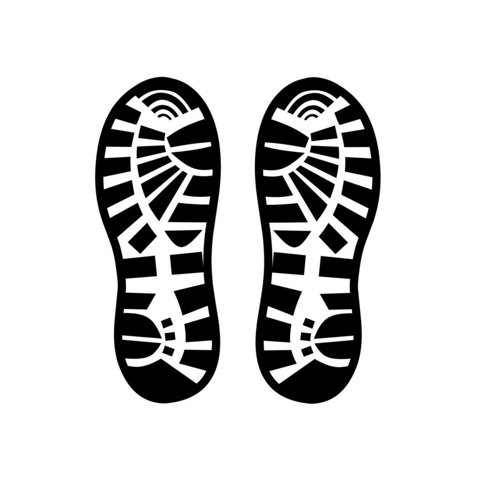 Silhouette of two footprints in sandals on a white background. Human footprints. Vector illustration.