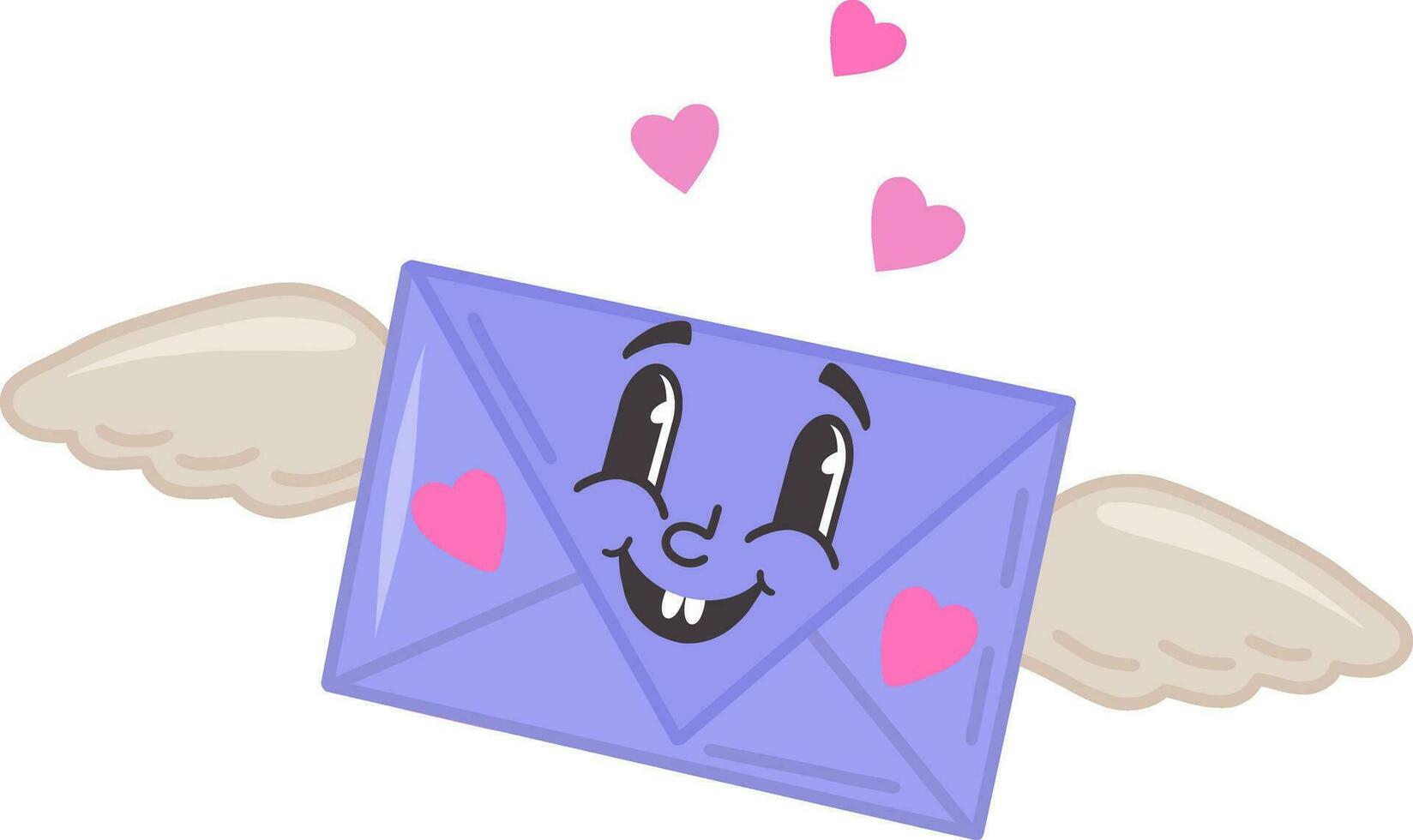 Vector illustration of an envelope with angel wings and hearts. Valentine's Day, a message of love, February 14th. Be my Valentine. An envelope with sweet emotions.