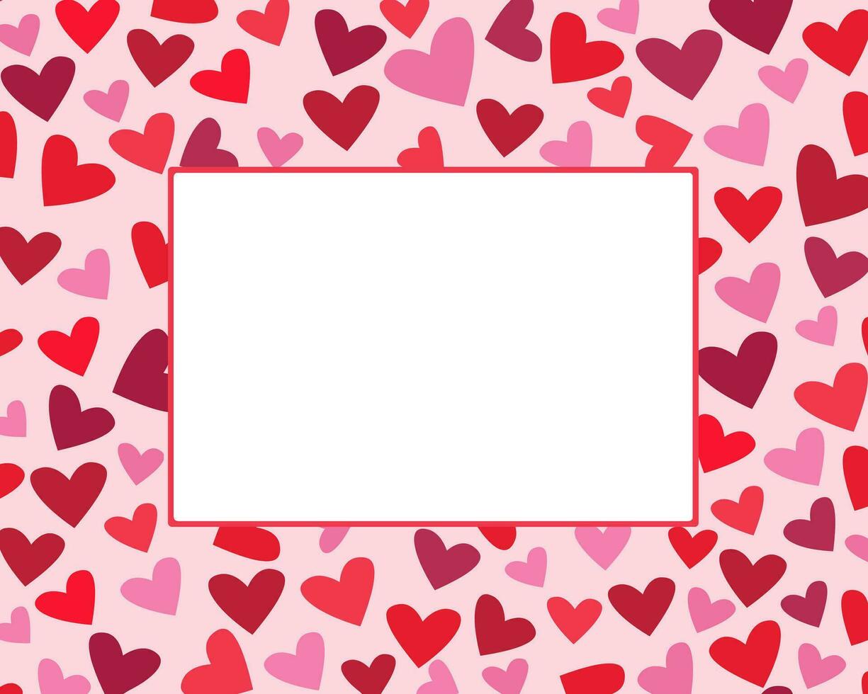 rectangular marco con corazones. rojo y rosado papel picado en el forma de corazones formando un rectangular marco. eso es usado como un diseño elemento para San Valentín día. valores ilustración vector