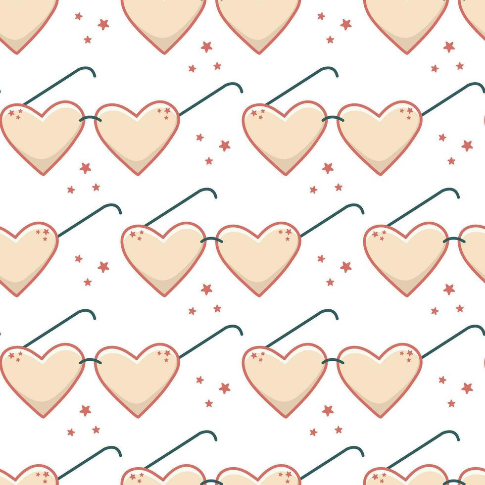 Heart shaped glasses seamless pattern vector