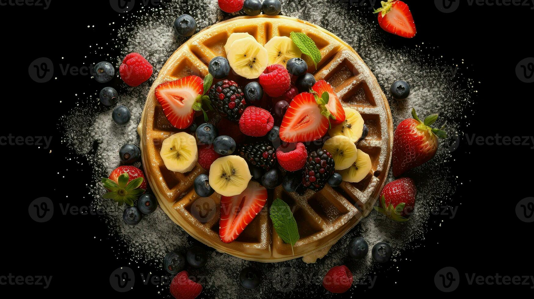 AI generated dessert isolated waffle food photo