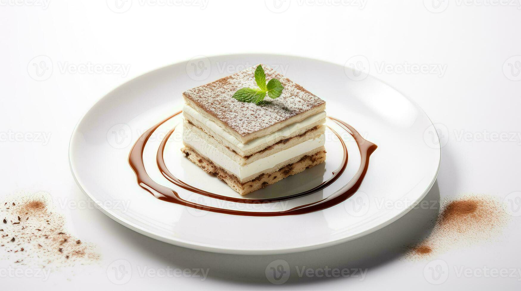 AI generated pudding plate dessert food photo