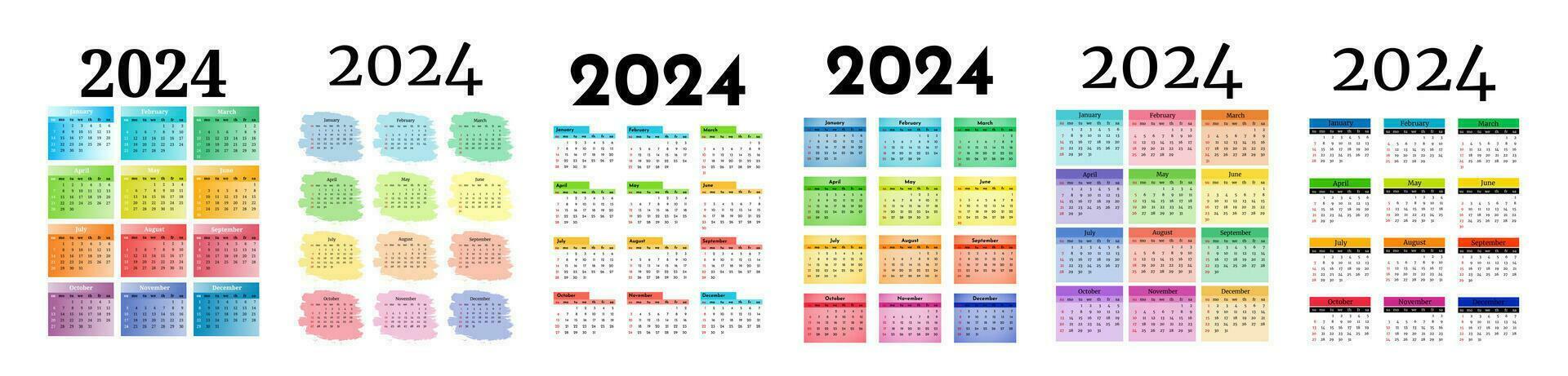 calendario para 2024 aislado en un blanco antecedentes vector